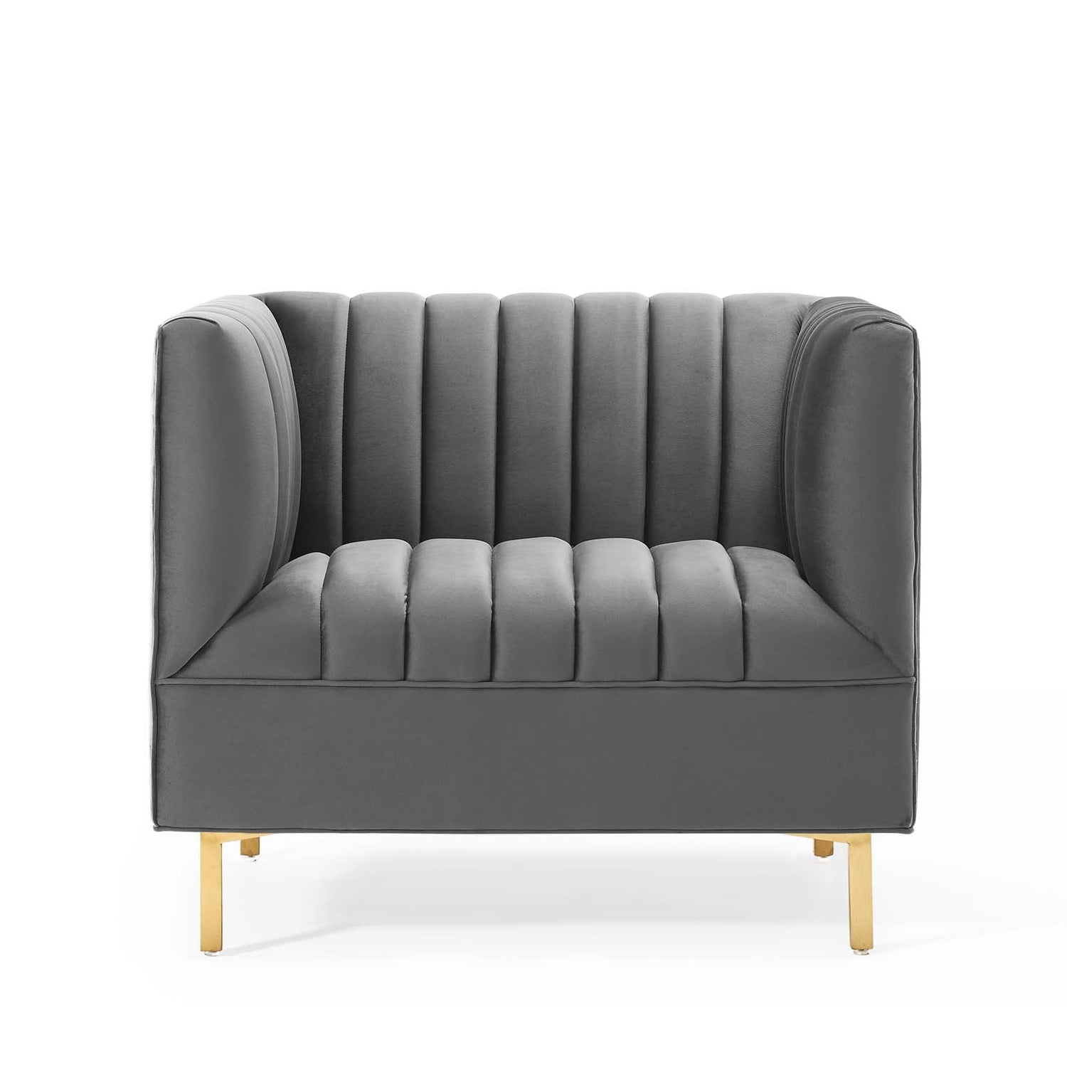 Shift Channel Tufted Performance Velvet Armchair By HouseBean