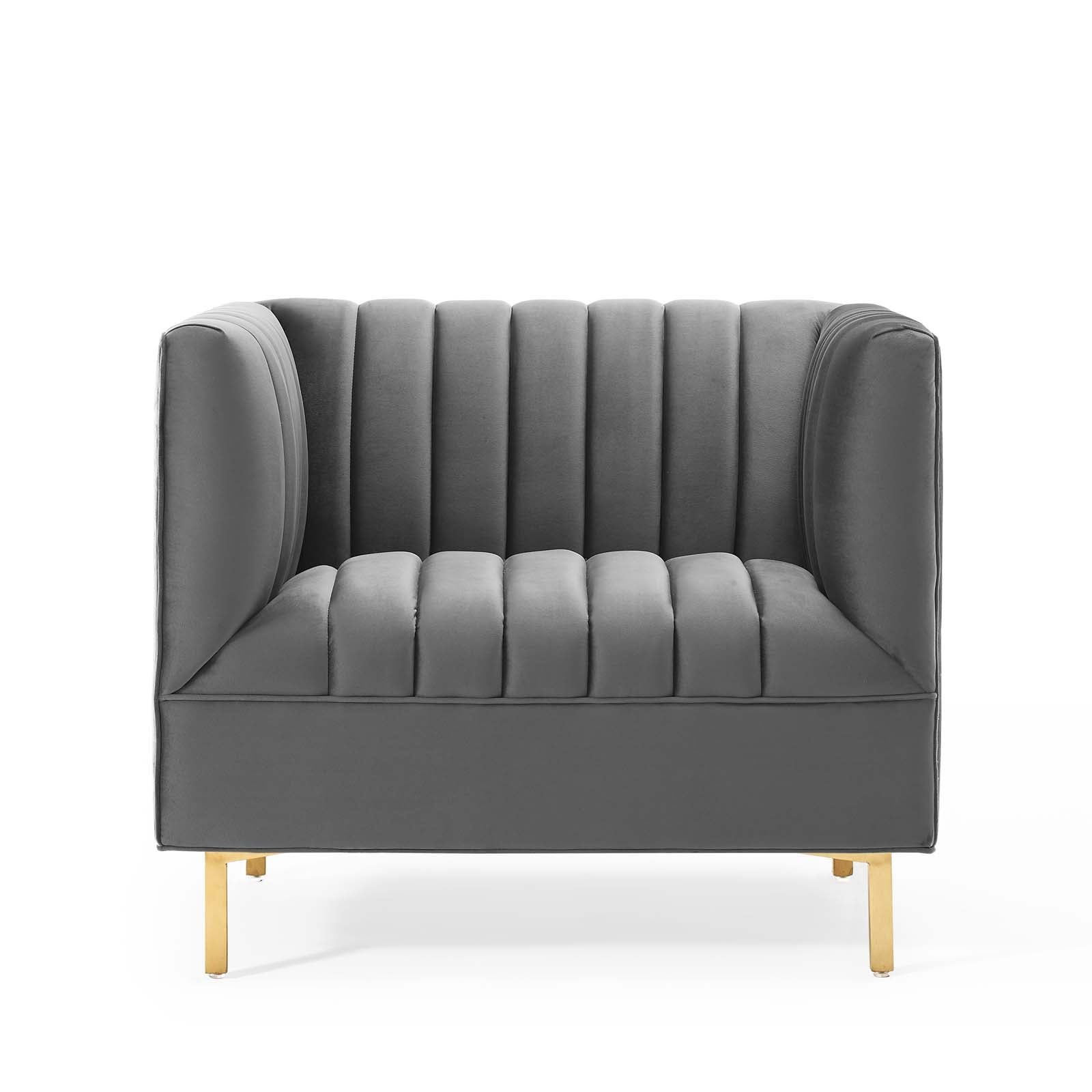 Shift Channel Tufted Performance Velvet Armchair By HouseBean