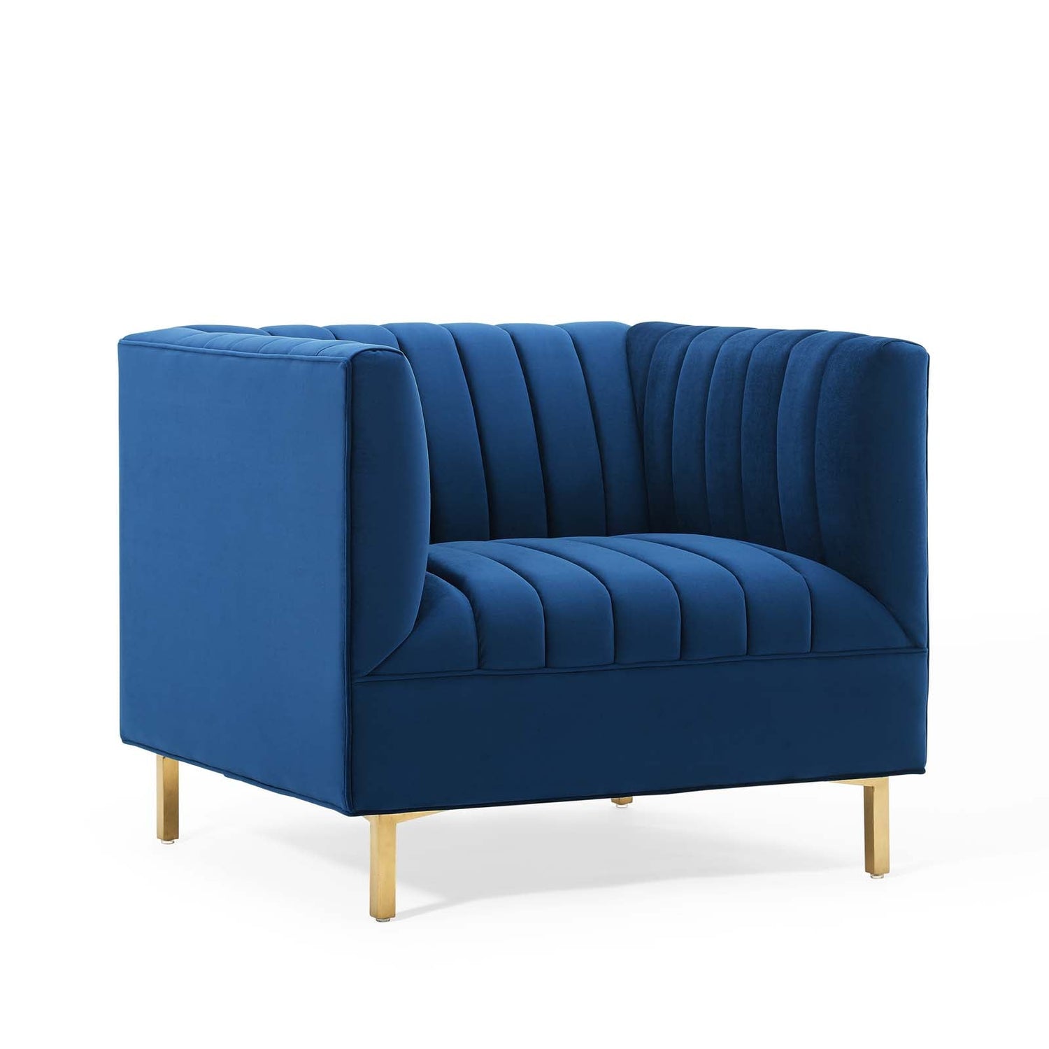 Shift Channel Tufted Performance Velvet Armchair By HouseBean