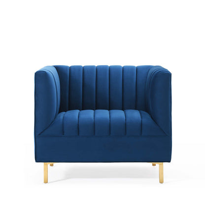 Shift Channel Tufted Performance Velvet Armchair By HouseBean