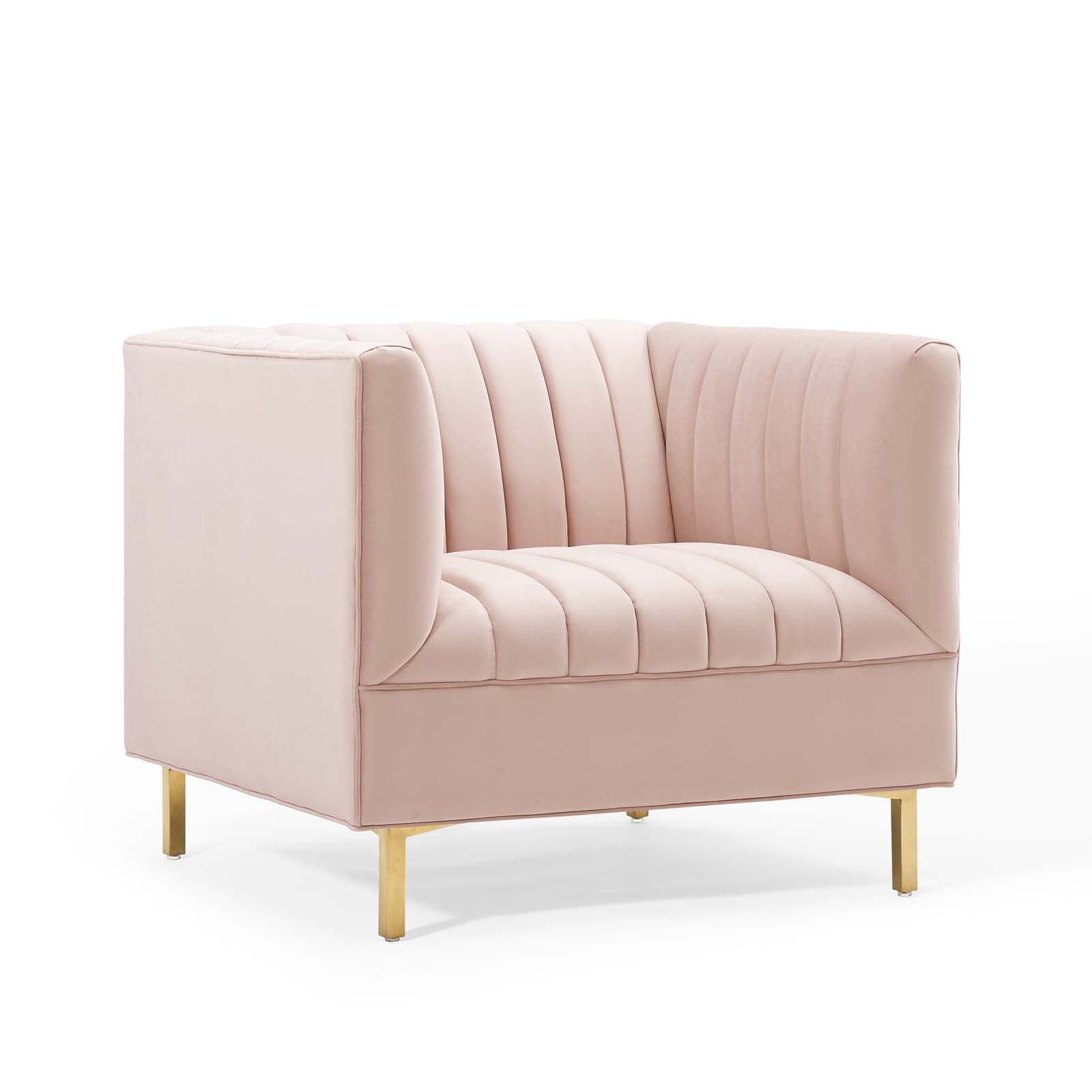 Shift Channel Tufted Performance Velvet Armchair By HouseBean