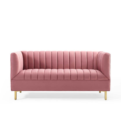 Shift Channel Tufted Performance Velvet Loveseat By HouseBean