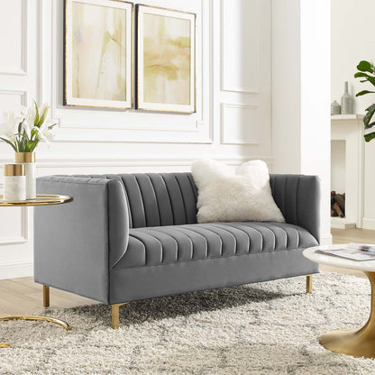 Shift Channel Tufted Performance Velvet Loveseat By HouseBean