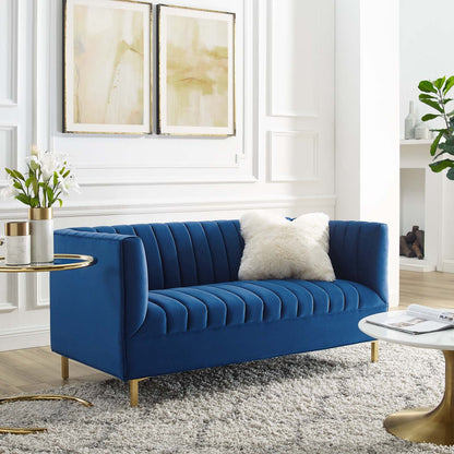 Shift Channel Tufted Performance Velvet Loveseat By HouseBean