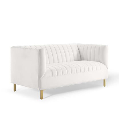 Shift Channel Tufted Performance Velvet Loveseat By HouseBean