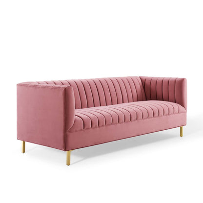 Shift Channel Tufted Performance Velvet Sofa By HouseBean