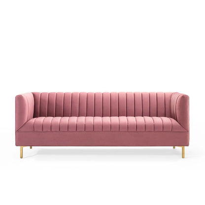 Shift Channel Tufted Performance Velvet Sofa By HouseBean