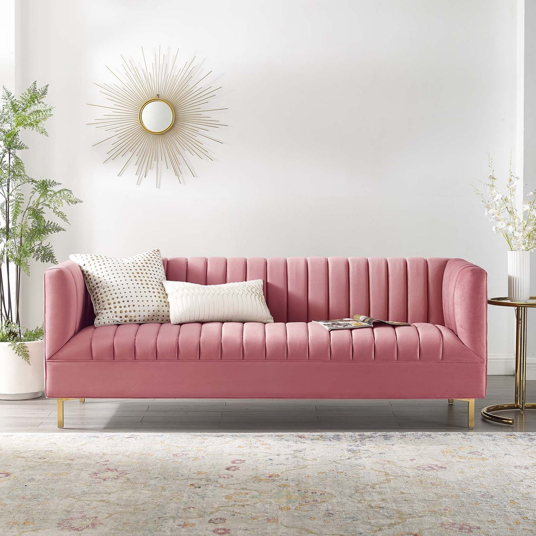 Shift Channel Tufted Performance Velvet Sofa By HouseBean