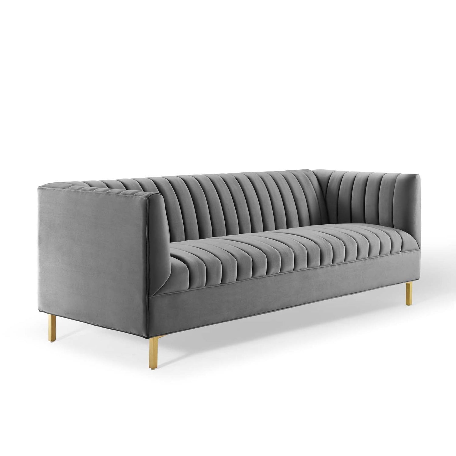 Shift Channel Tufted Performance Velvet Sofa By HouseBean