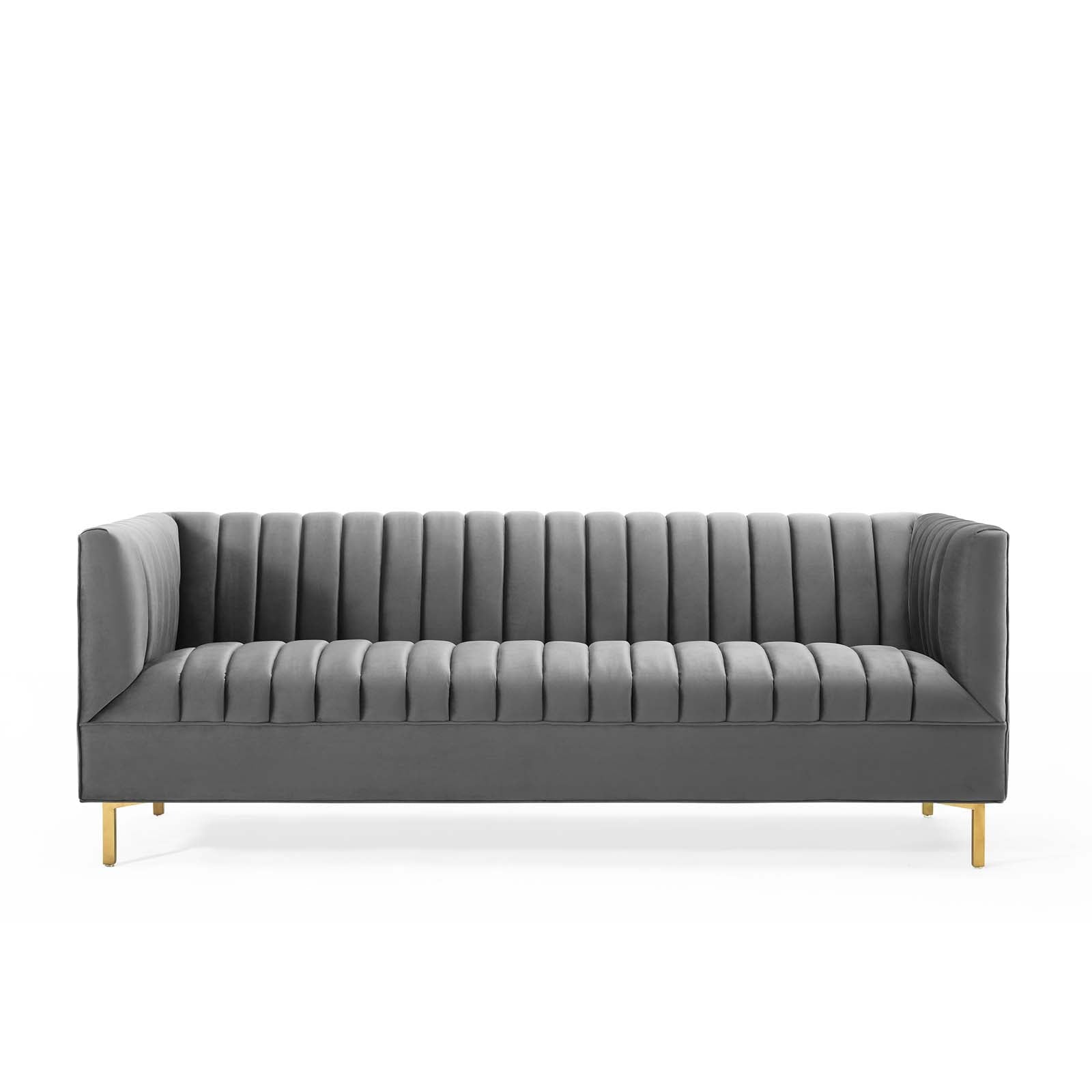 Shift Channel Tufted Performance Velvet Sofa By HouseBean