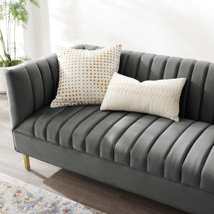 Shift Channel Tufted Performance Velvet Sofa By HouseBean