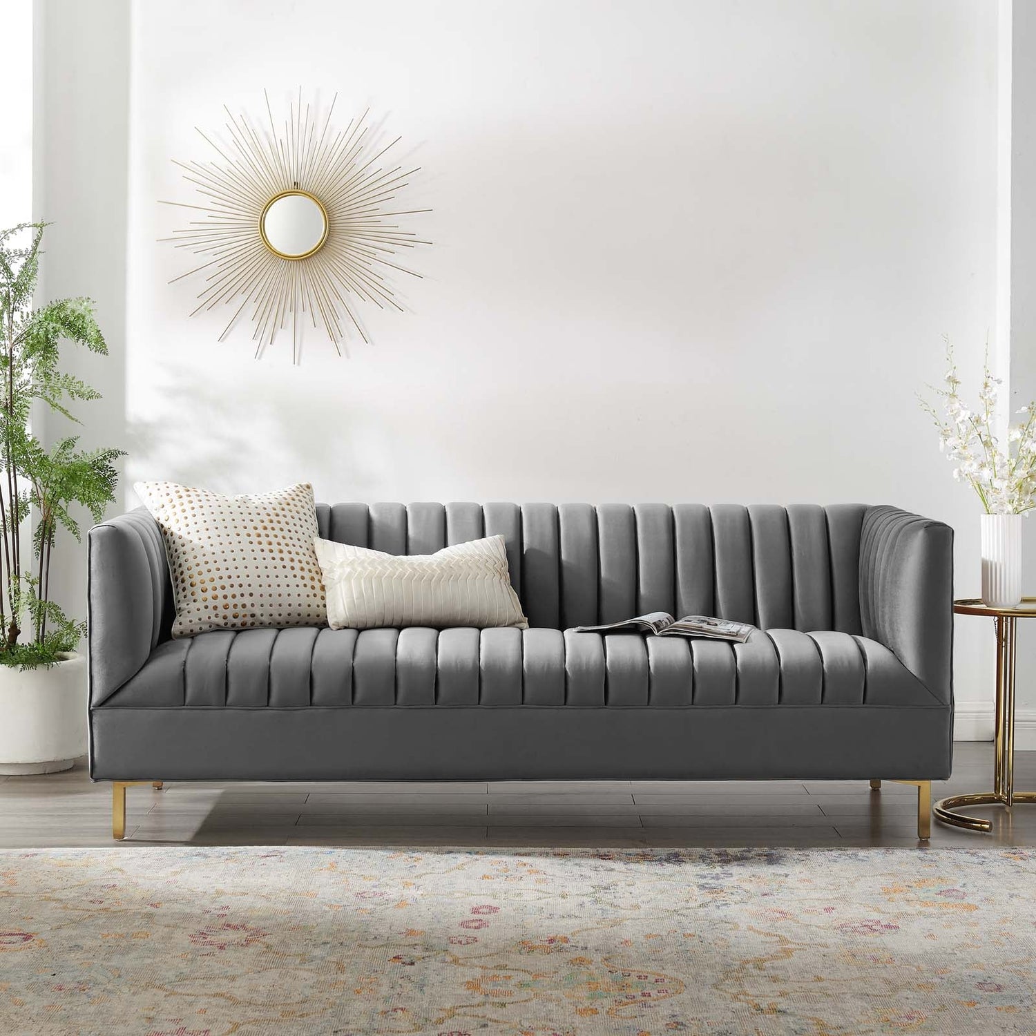 Shift Channel Tufted Performance Velvet Sofa By HouseBean