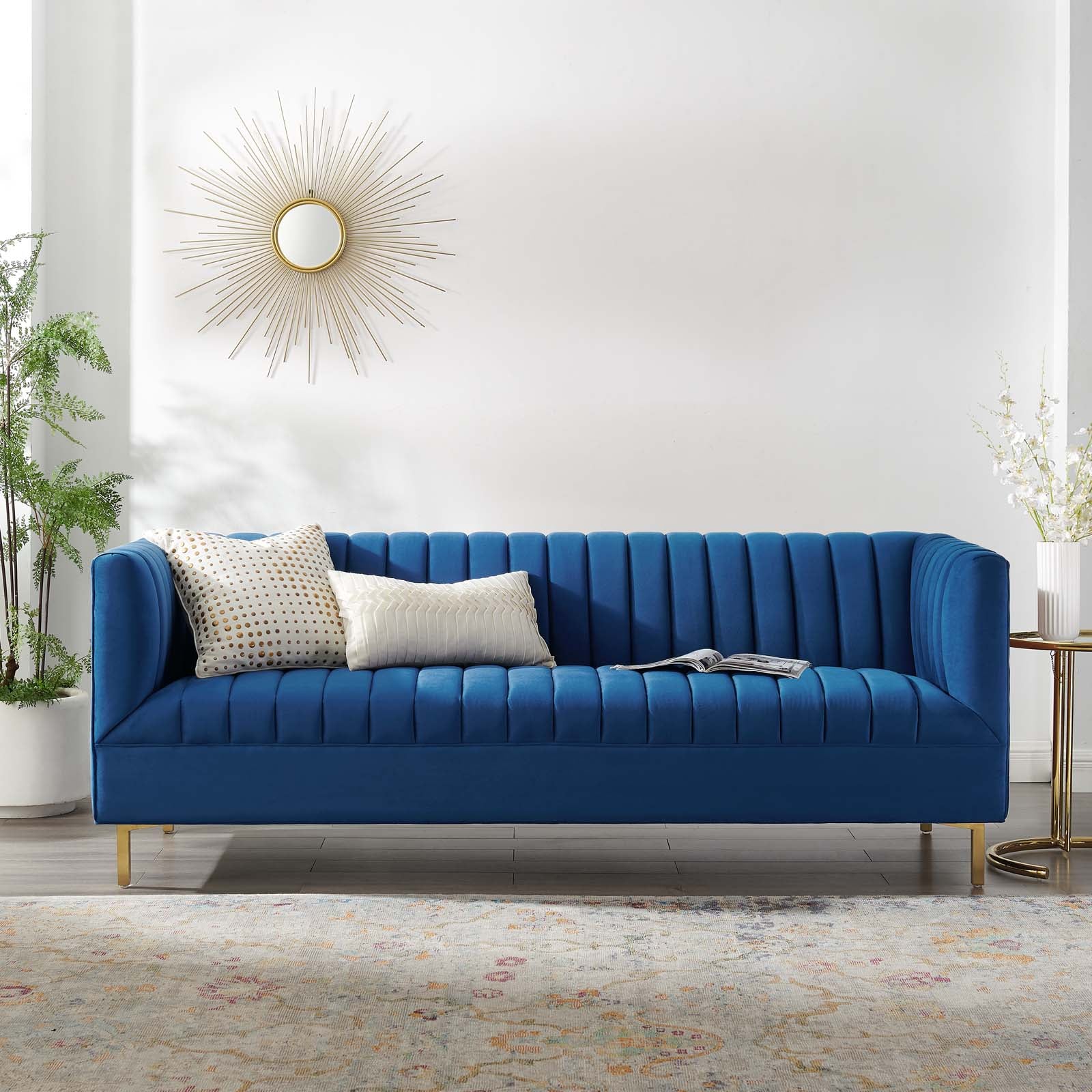 Shift Channel Tufted Performance Velvet Sofa By HouseBean