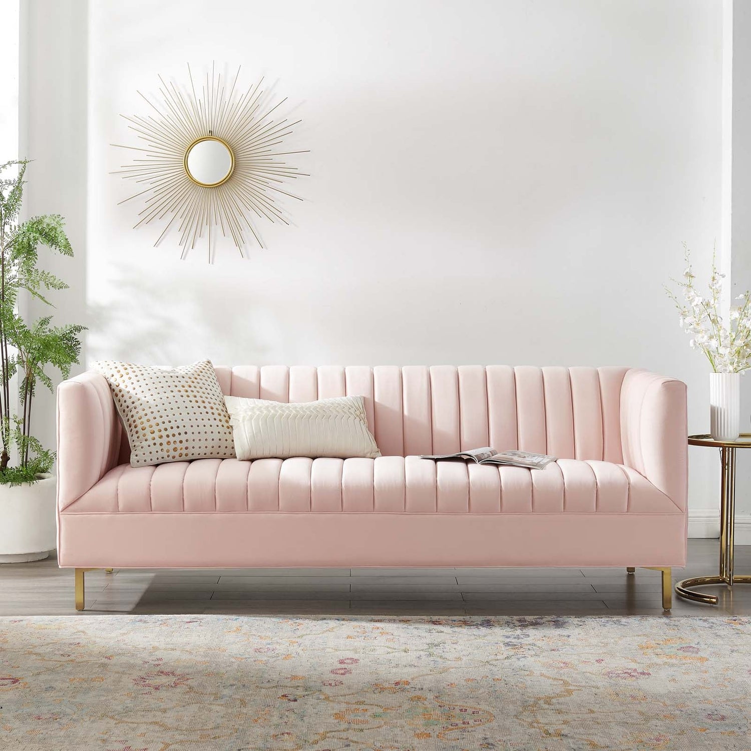 Shift Channel Tufted Performance Velvet Sofa By HouseBean