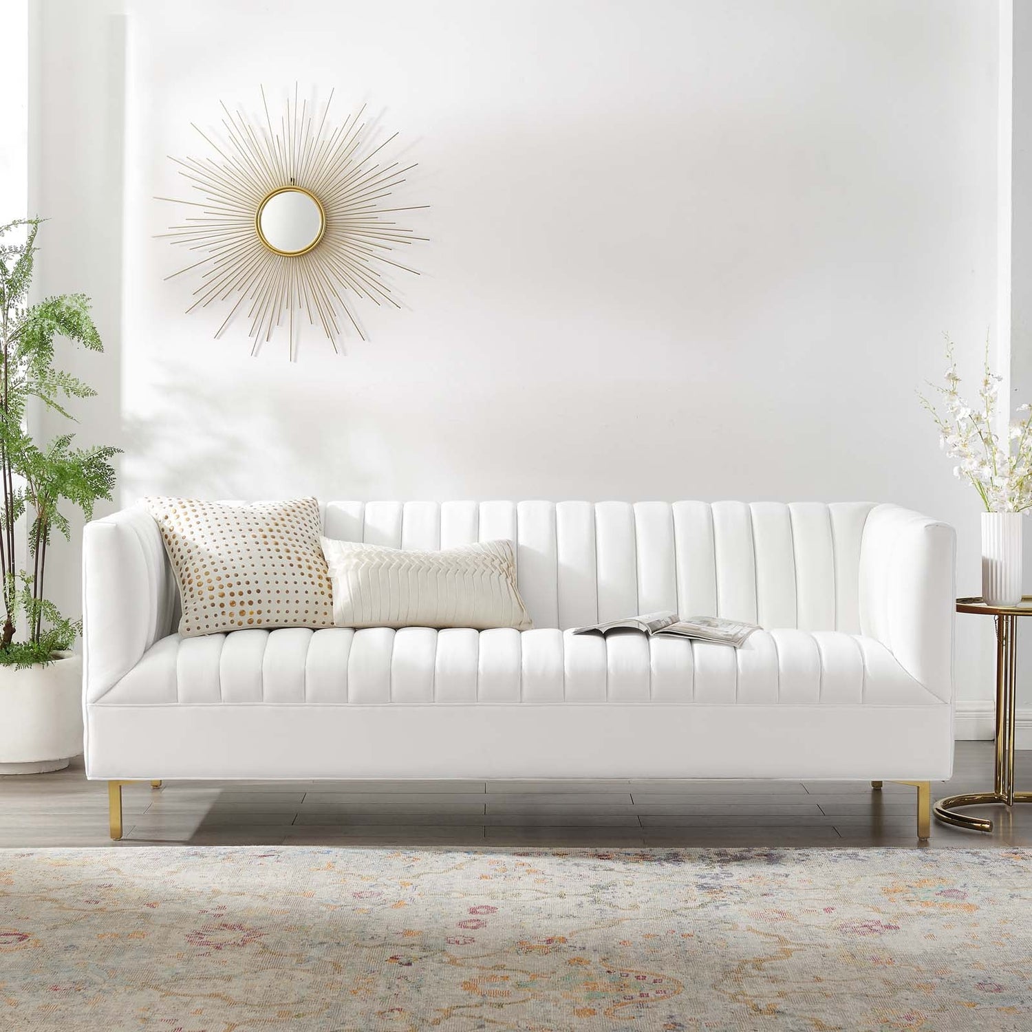 Shift Channel Tufted Performance Velvet Sofa By HouseBean