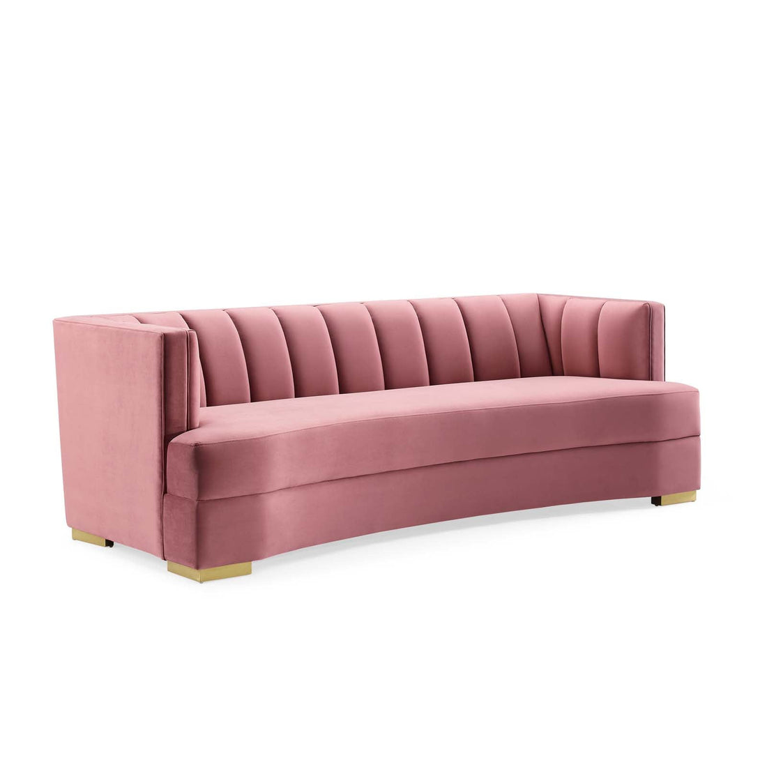 Encompass Channel Tufted Performance Velvet Curved Sofa By HouseBean