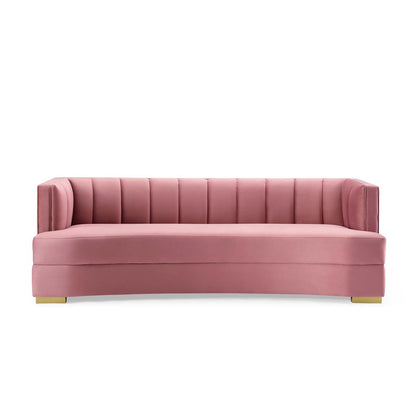 Encompass Channel Tufted Performance Velvet Curved Sofa By HouseBean