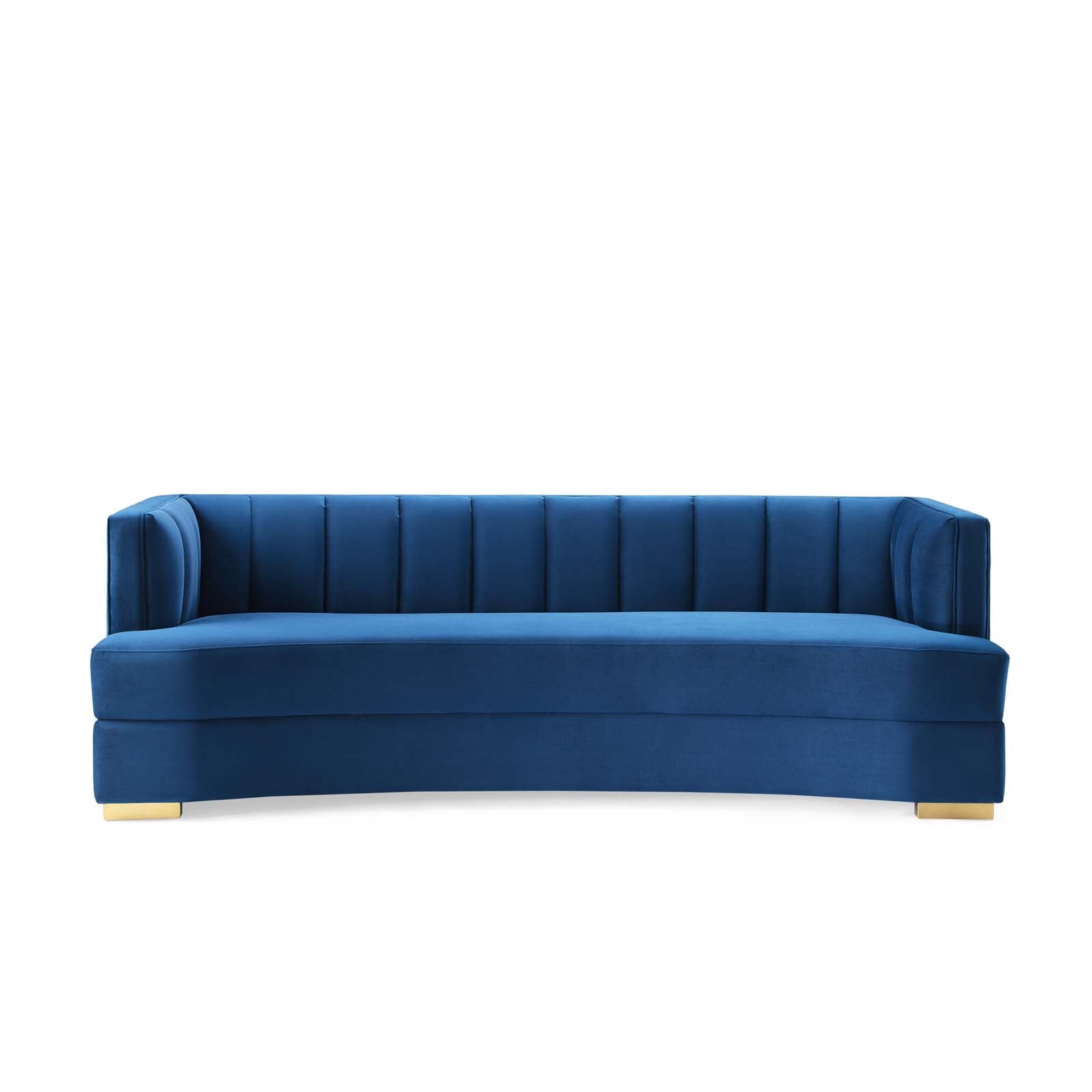 Encompass Channel Tufted Performance Velvet Curved Sofa By HouseBean