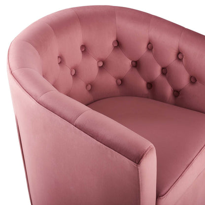 Prospect Tufted Performance Velvet Swivel Armchair By HouseBean