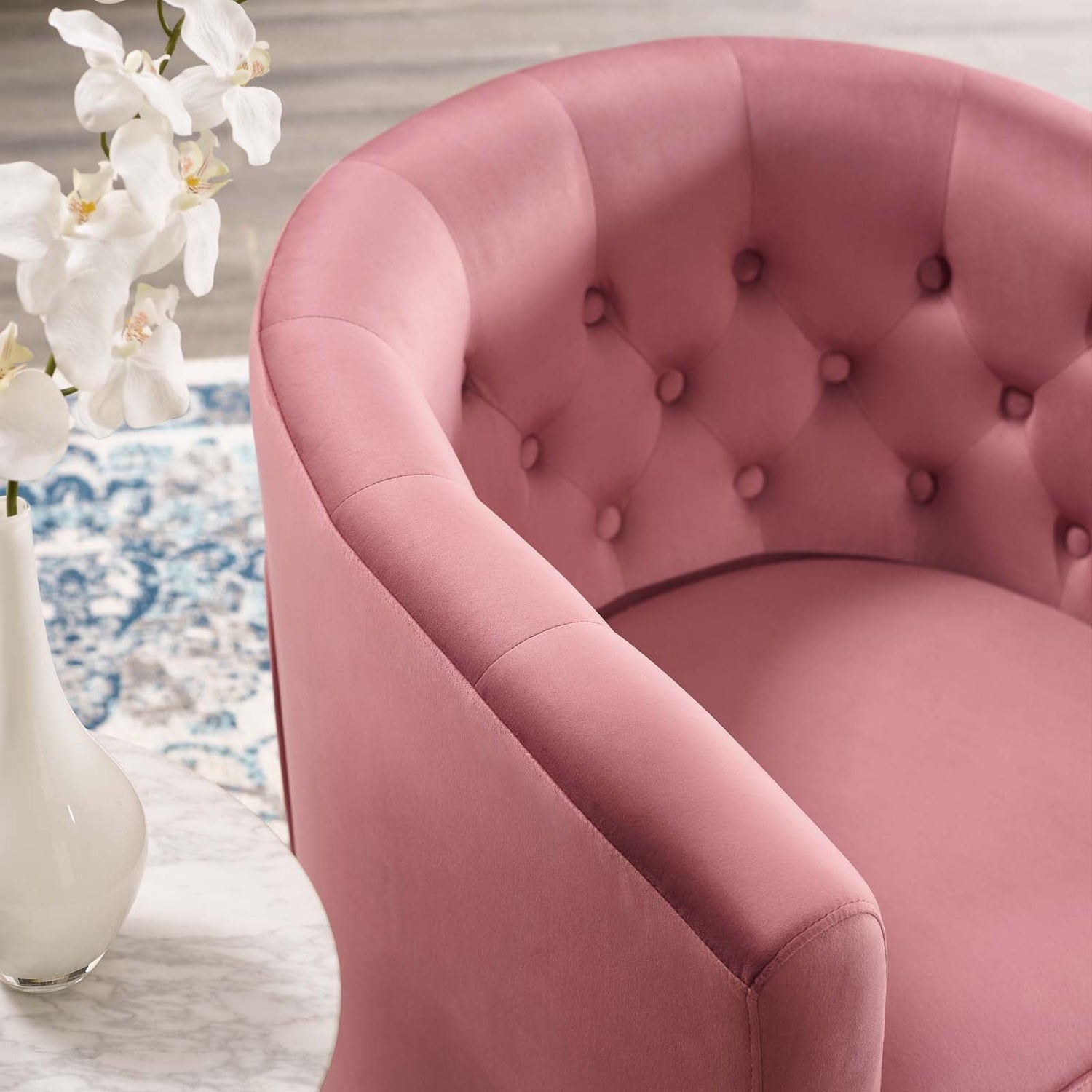 Prospect Tufted Performance Velvet Swivel Armchair By HouseBean