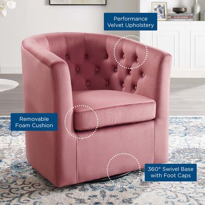 Prospect Tufted Performance Velvet Swivel Armchair By HouseBean