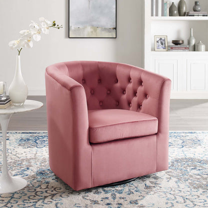 Prospect Tufted Performance Velvet Swivel Armchair By HouseBean