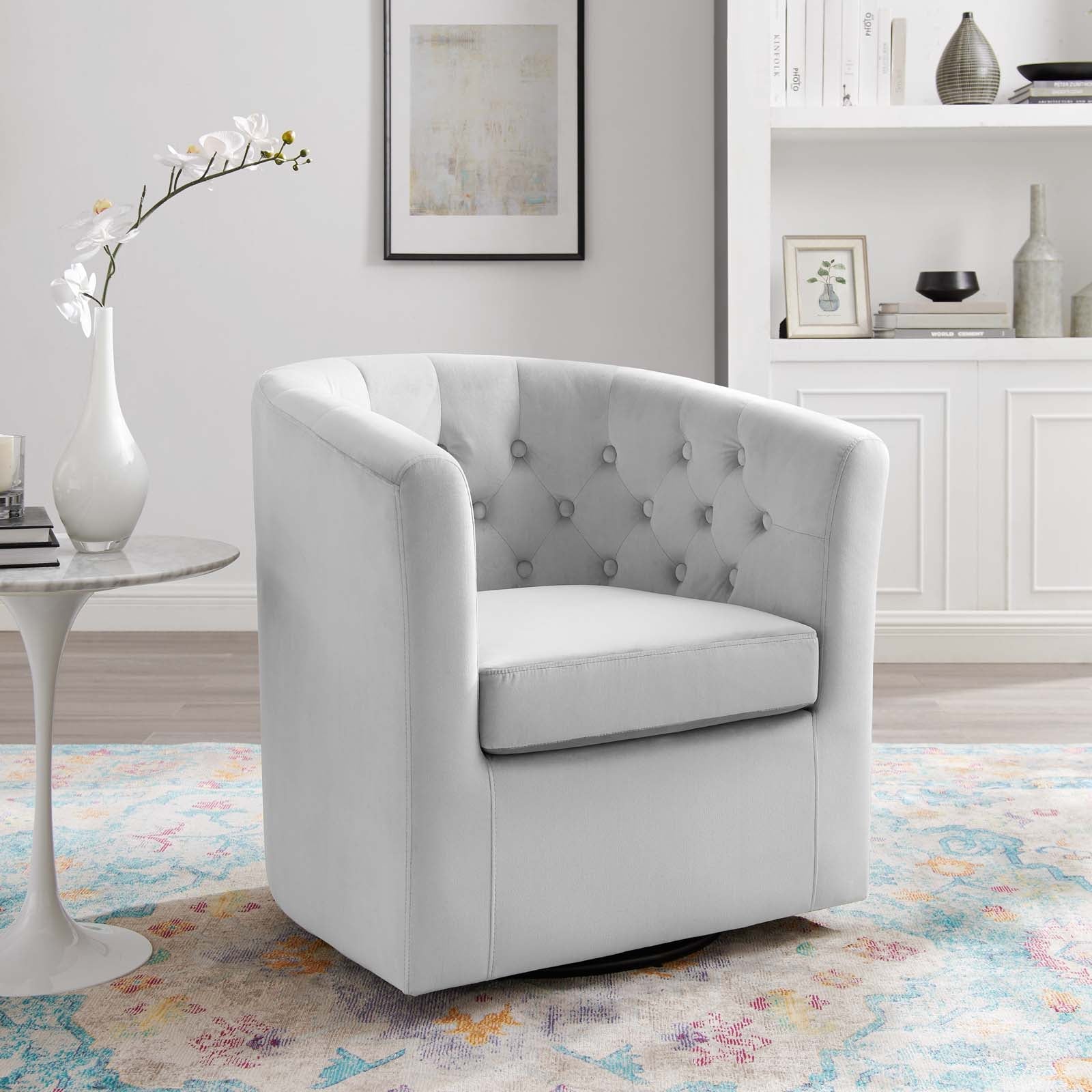 Prospect Tufted Performance Velvet Swivel Armchair By HouseBean