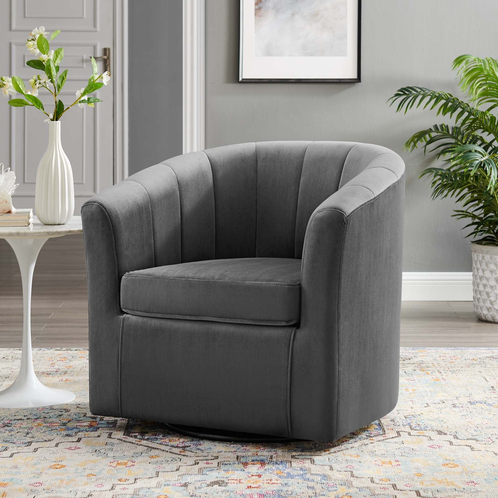 Prospect Performance Velvet Swivel Armchair By HouseBean