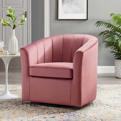 Prospect Performance Velvet Swivel Armchair By HouseBean