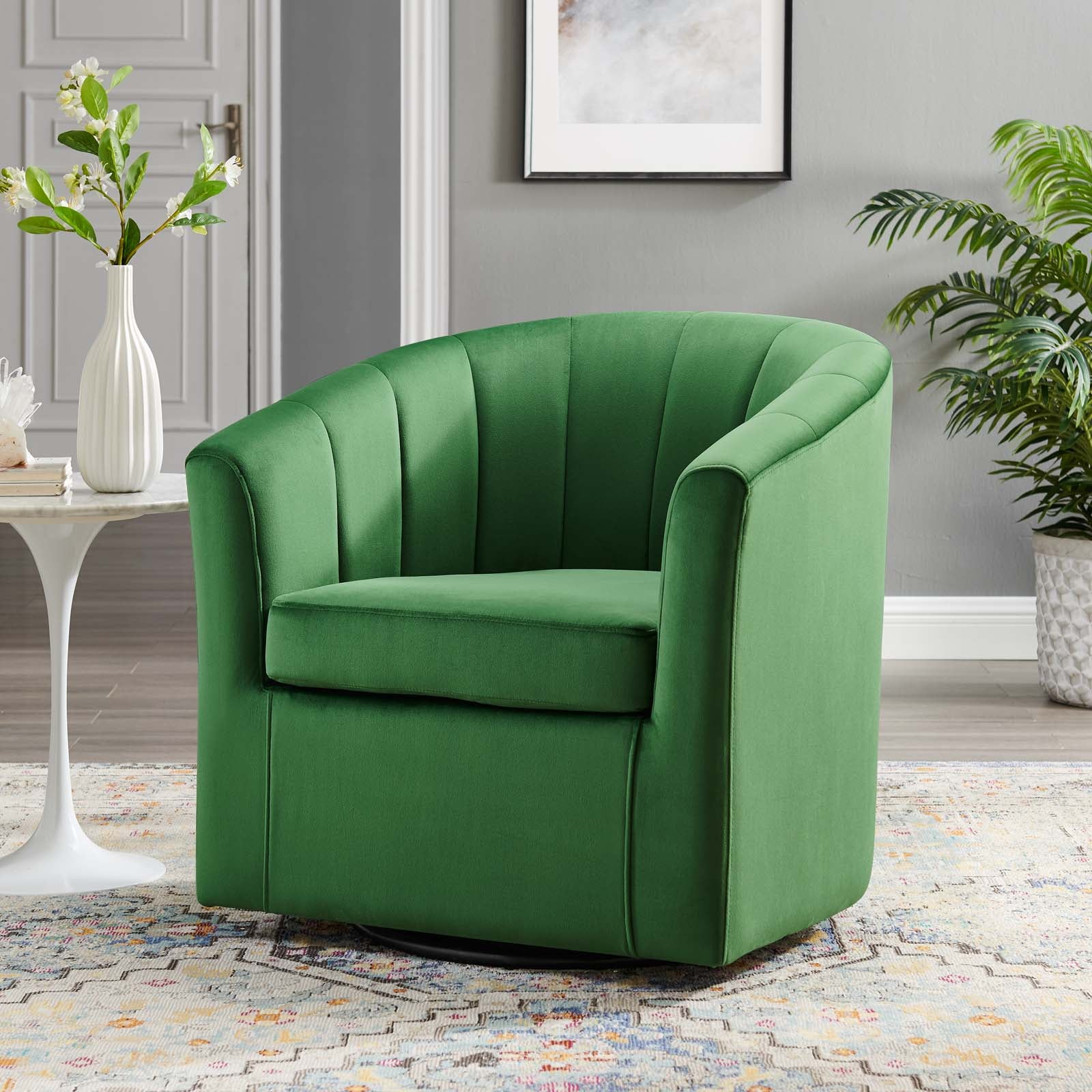 Prospect Performance Velvet Swivel Armchair By HouseBean