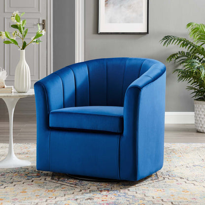 Prospect Performance Velvet Swivel Armchair By HouseBean