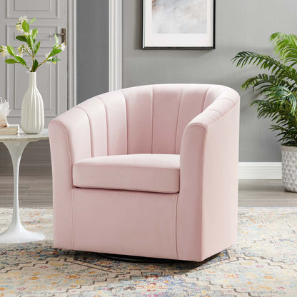 Prospect Performance Velvet Swivel Armchair By HouseBean