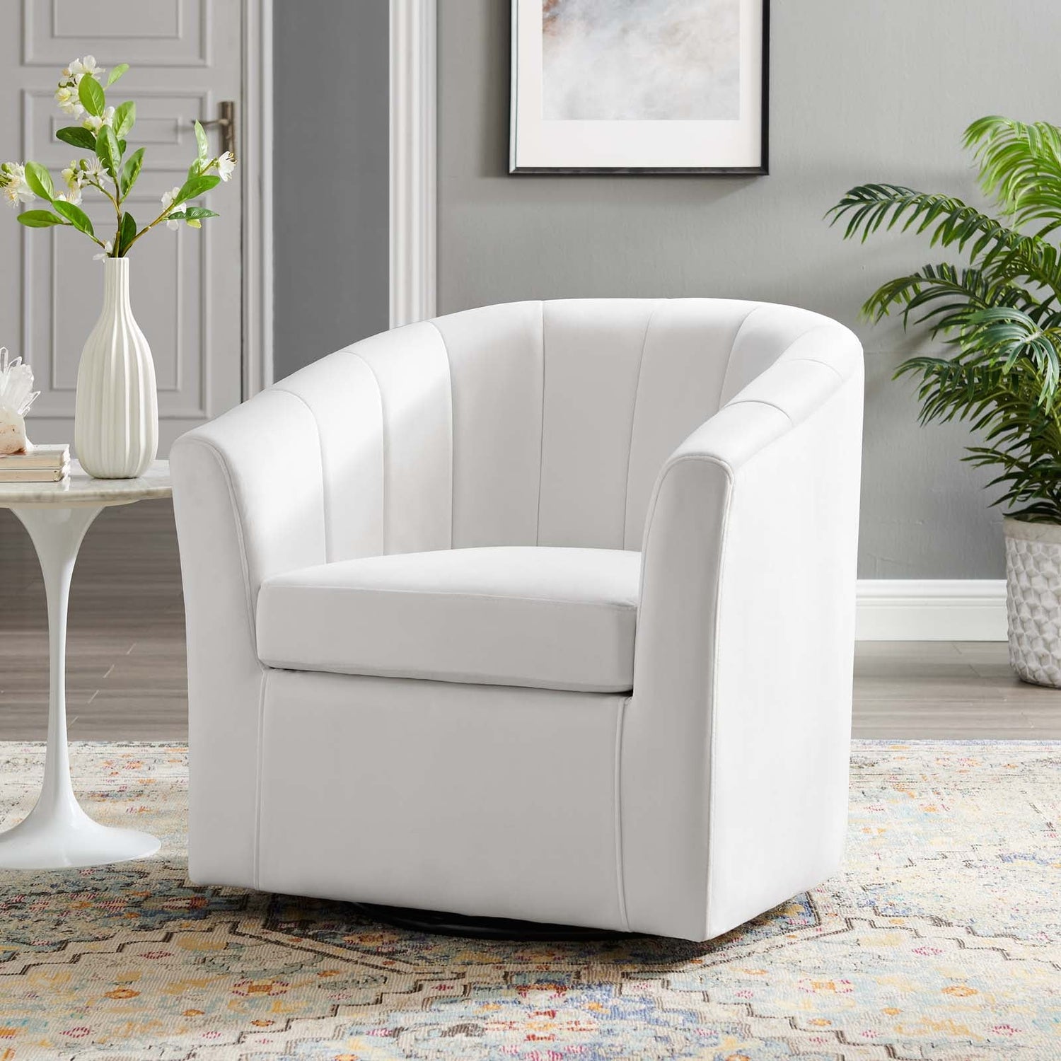 Prospect Performance Velvet Swivel Armchair By HouseBean