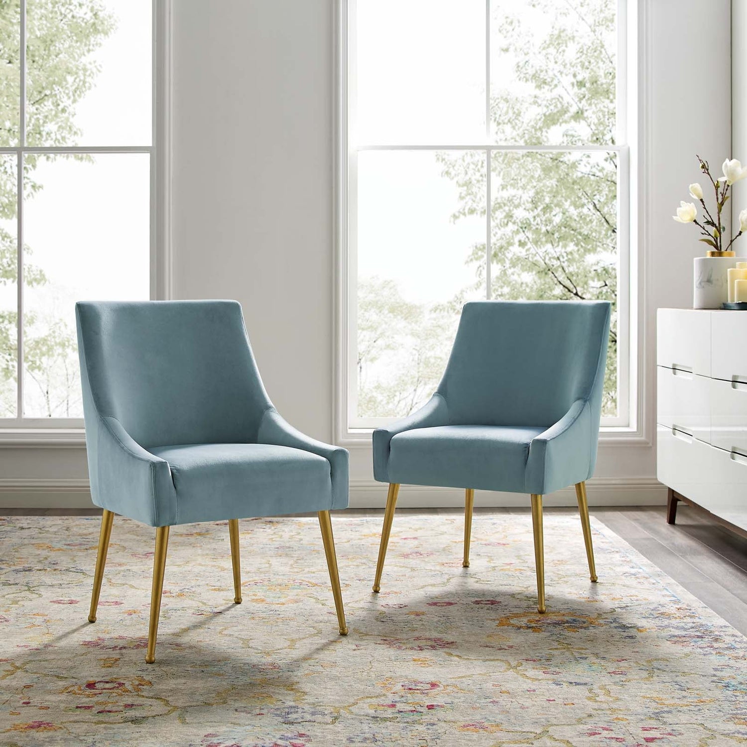 Discern Upholstered Performance Velvet Dining Chair Set of 2 by Modway