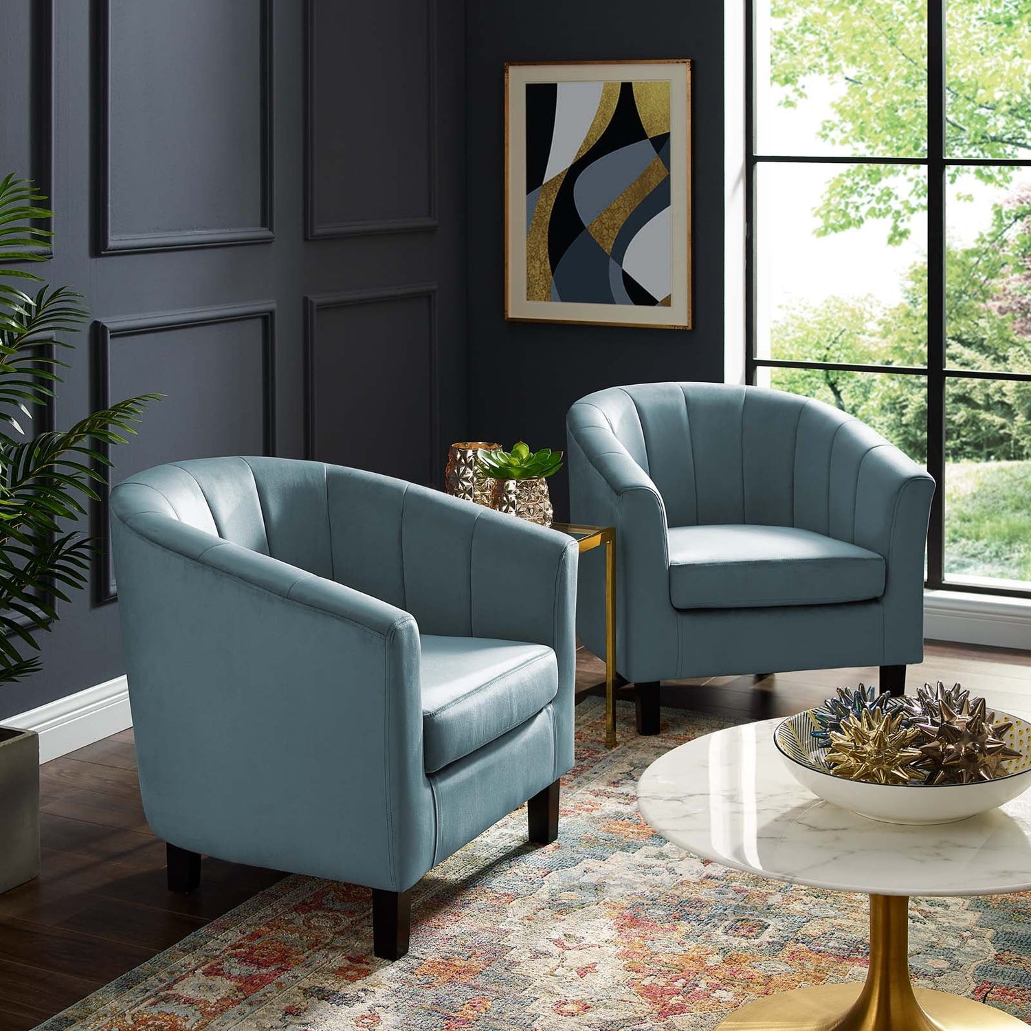 Prospect Channel Tufted Performance Velvet Armchair Set of 2 By HouseBean