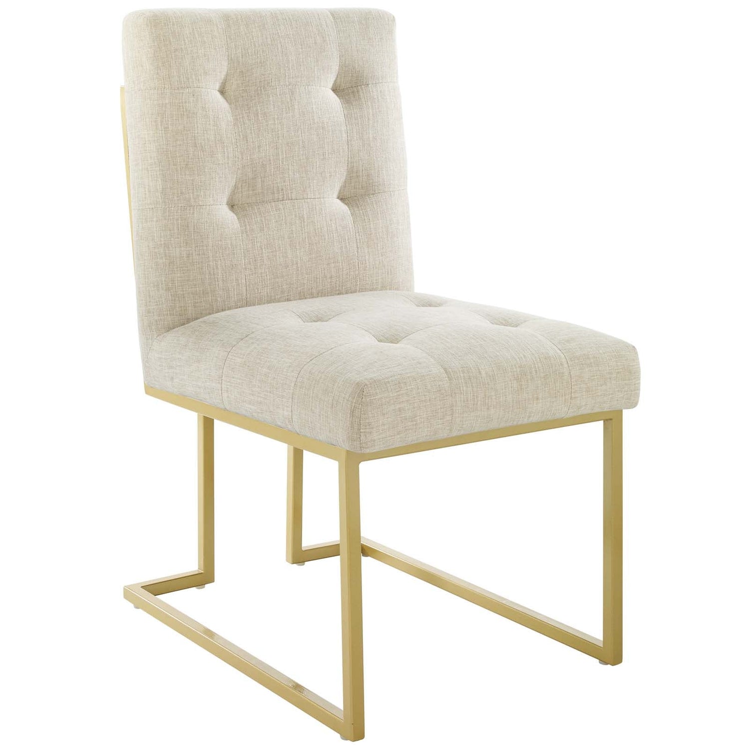 Privy Gold Stainless Steel Upholstered Fabric Dining Accent Chair Set of 2 By HouseBean