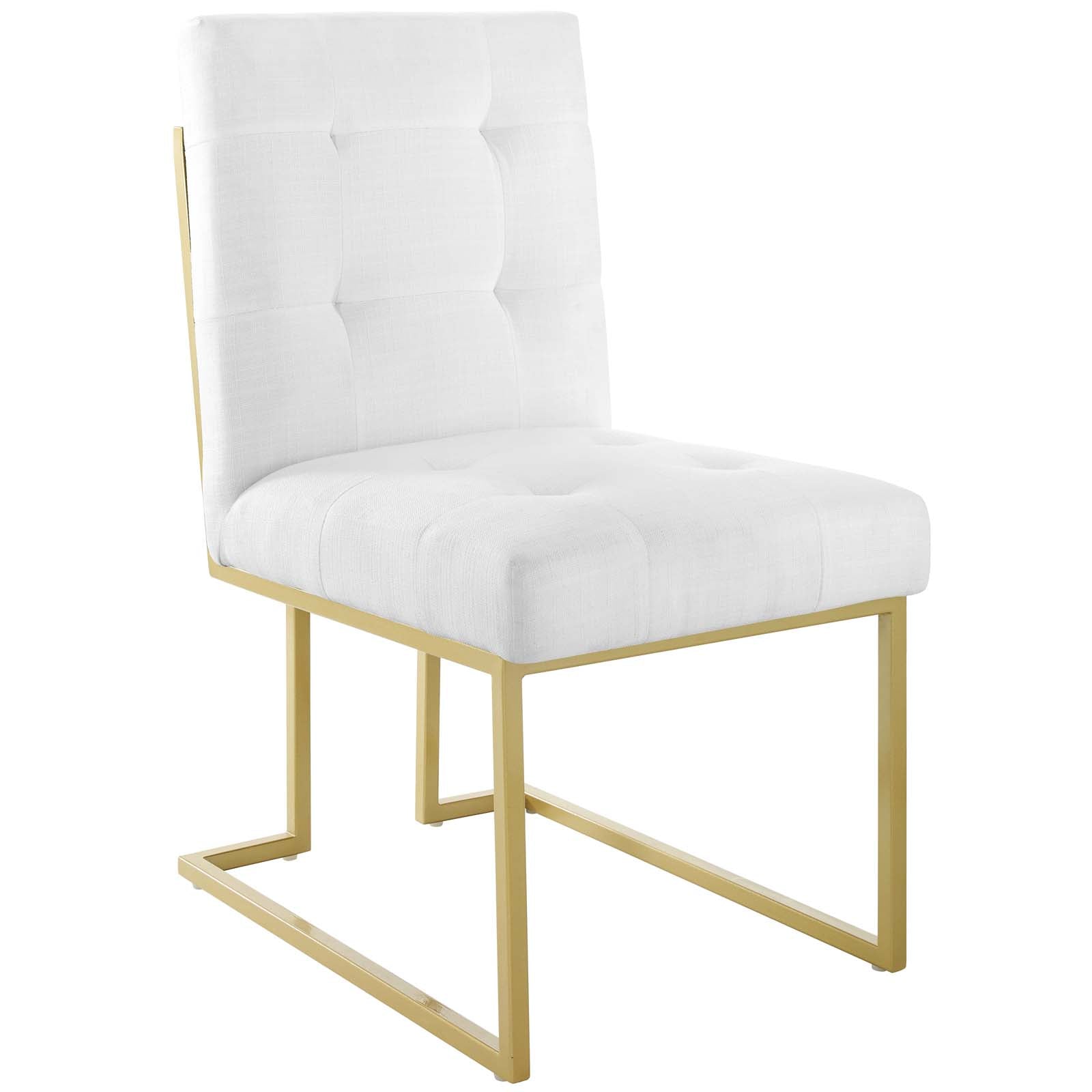 Privy Gold Stainless Steel Upholstered Fabric Dining Accent Chair Set of 2 By HouseBean