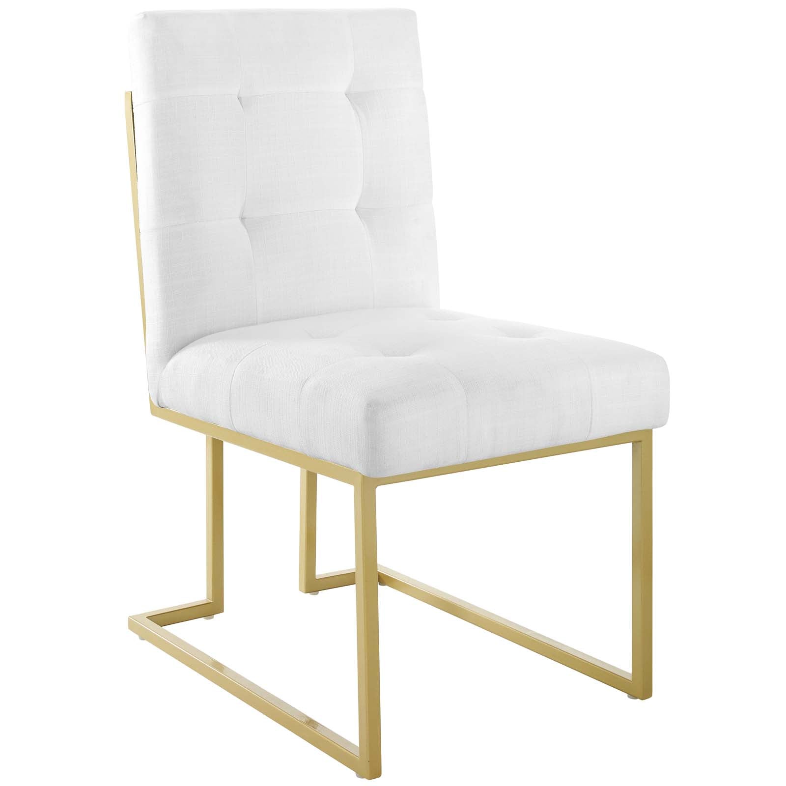 Privy Gold Stainless Steel Upholstered Fabric Dining Accent Chair Set of 2 by Modway