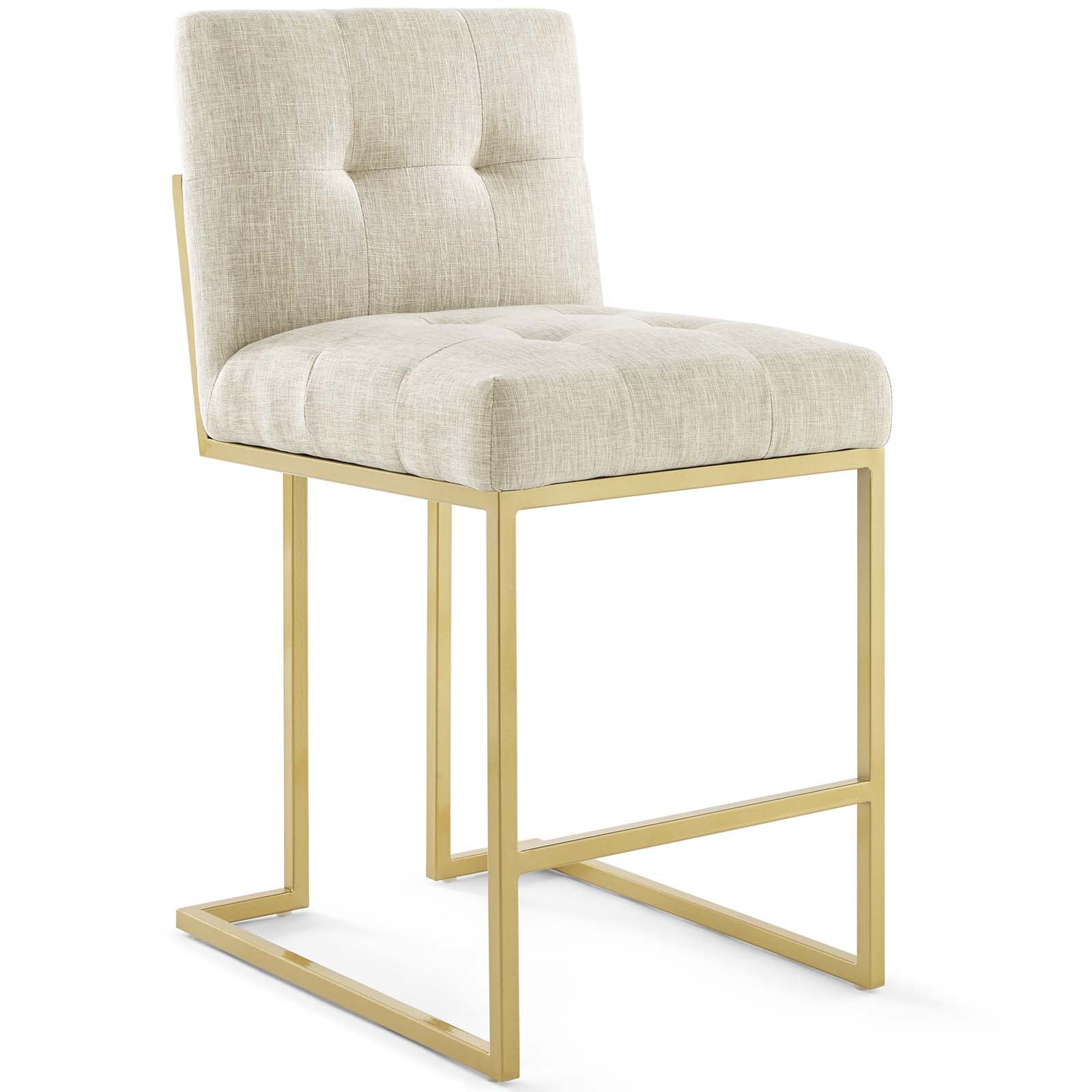 Privy Gold Stainless Steel Upholstered Fabric Counter Stool Set of 2 By HouseBean