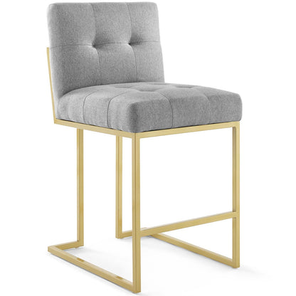 Privy Gold Stainless Steel Upholstered Fabric Counter Stool Set of 2 By HouseBean