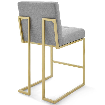 Privy Gold Stainless Steel Upholstered Fabric Counter Stool Set of 2 By HouseBean