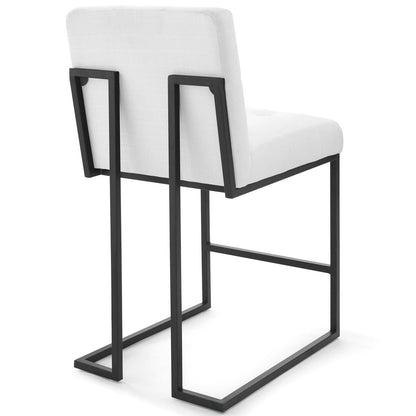 Privy Black Stainless Steel Upholstered Fabric Counter Stool Set of 2 by Modway