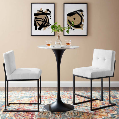 Privy Black Stainless Steel Upholstered Fabric Counter Stool Set of 2 by Modway