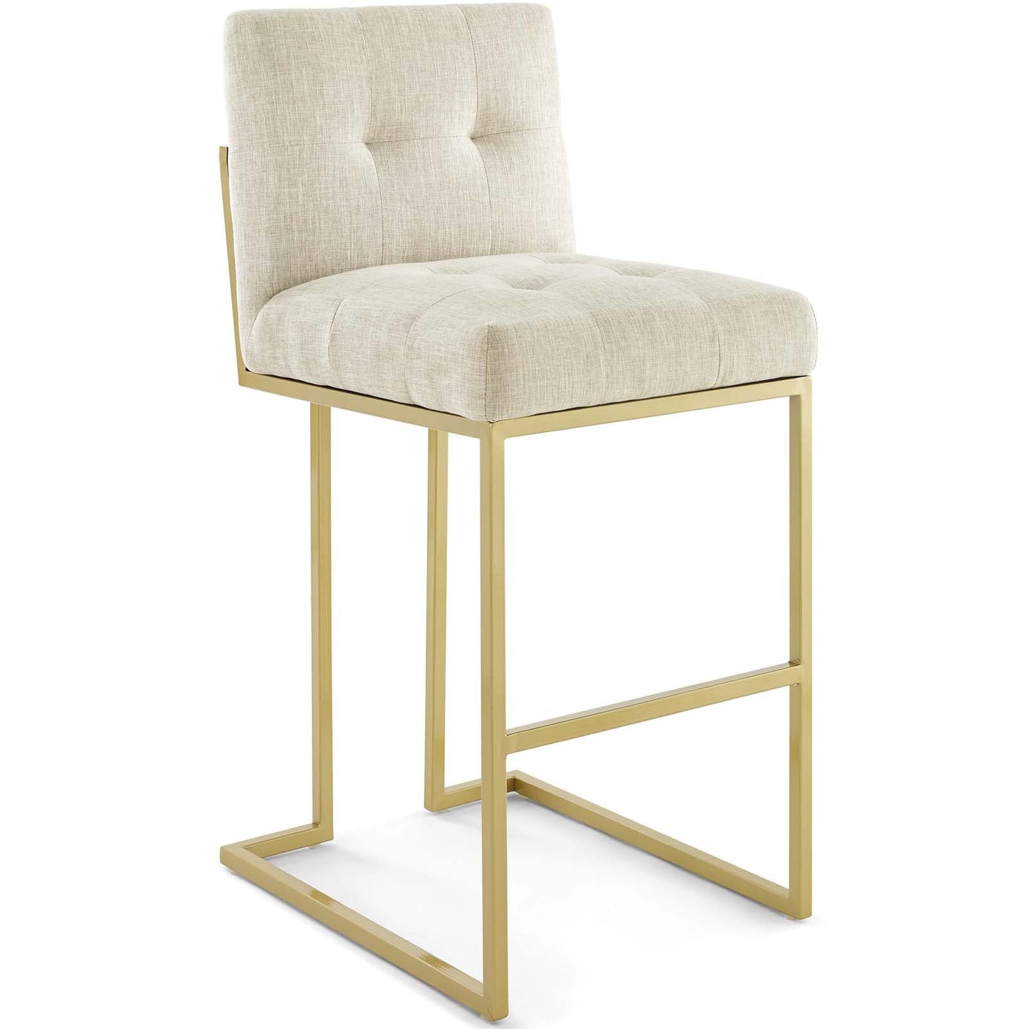 Privy Gold Stainless Steel Steel Upholstered Fabric Bar Stool Set of 2 by Modway