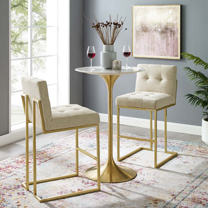 Privy Gold Stainless Steel Steel Upholstered Fabric Bar Stool Set of 2 by Modway