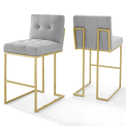 Privy Gold Stainless Steel Steel Upholstered Fabric Bar Stool Set of 2 By HouseBean