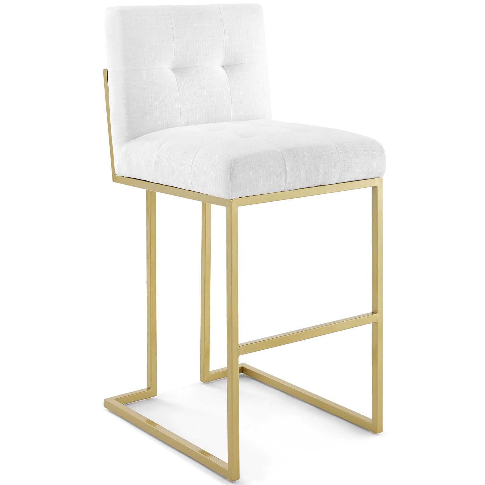 Privy Gold Stainless Steel Steel Upholstered Fabric Bar Stool Set of 2 by Modway