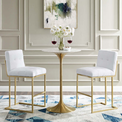 Privy Gold Stainless Steel Steel Upholstered Fabric Bar Stool Set of 2 by Modway