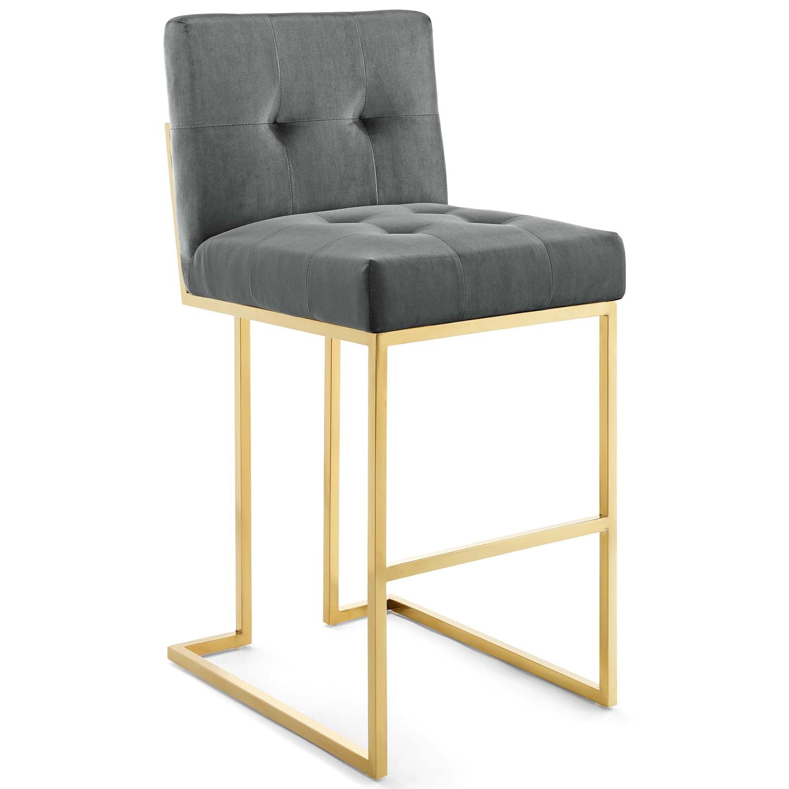 Privy Gold Stainless Steel Performance Velvet Bar Stool Set of 2 By HouseBean