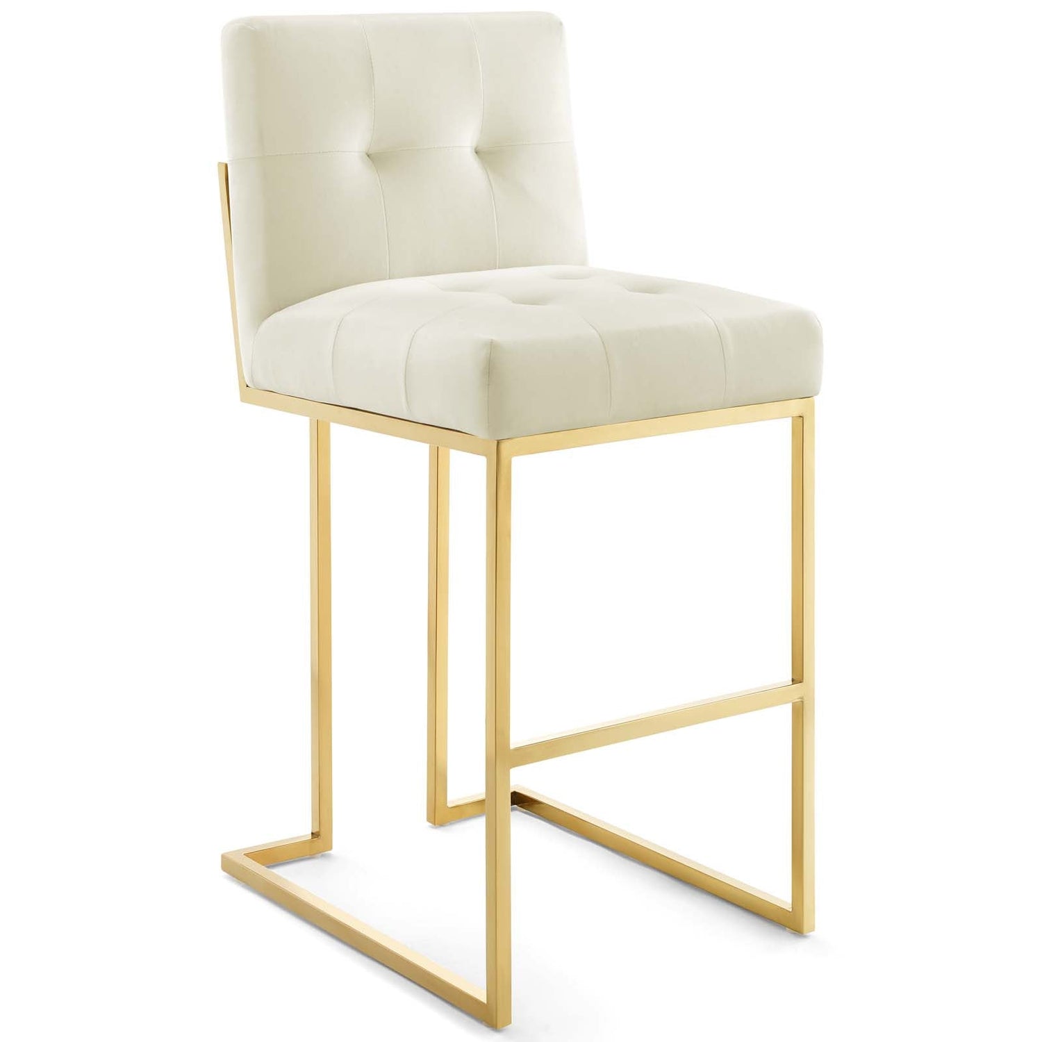 Privy Gold Stainless Steel Performance Velvet Bar Stool Set of 2 By HouseBean